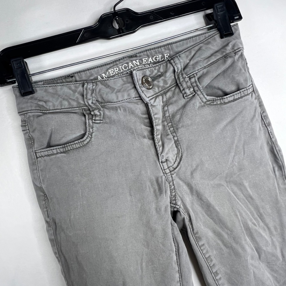 American Eagle Gray Super Stretch Skinny Jeans Womens 0 Low Rise Retro Y2K Slim